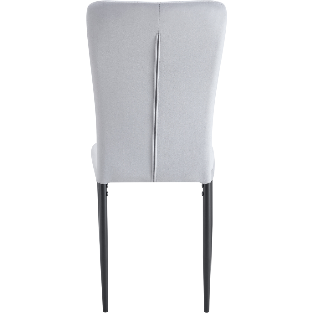 Elle Set of 6 Light Grey Velvet Effect Plush Padded Upholstered Dining Chair Image 6