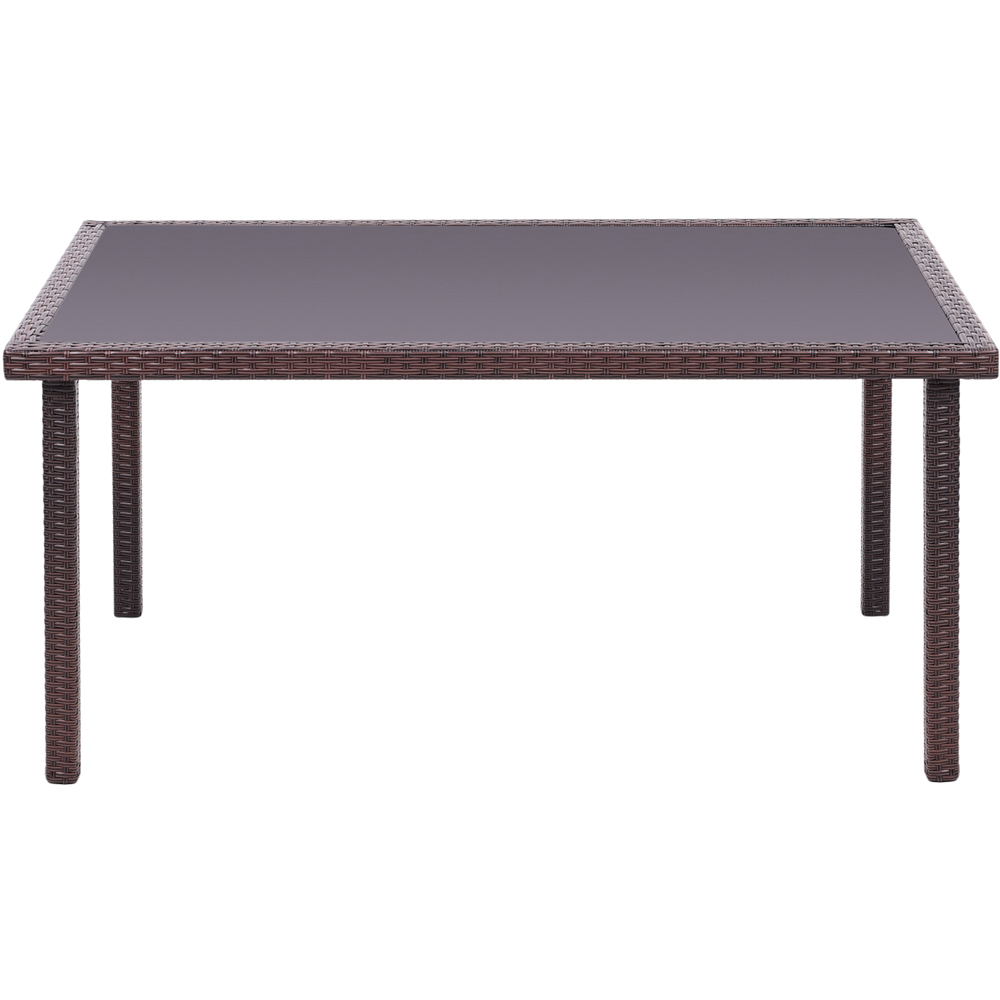 Living and Home 6 Seater Rectangle Rattan Table Brown Image 3