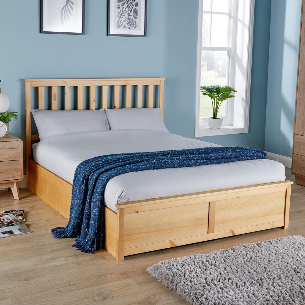 Home Source King Size Pine End Lift Ottoman Bed Image 8