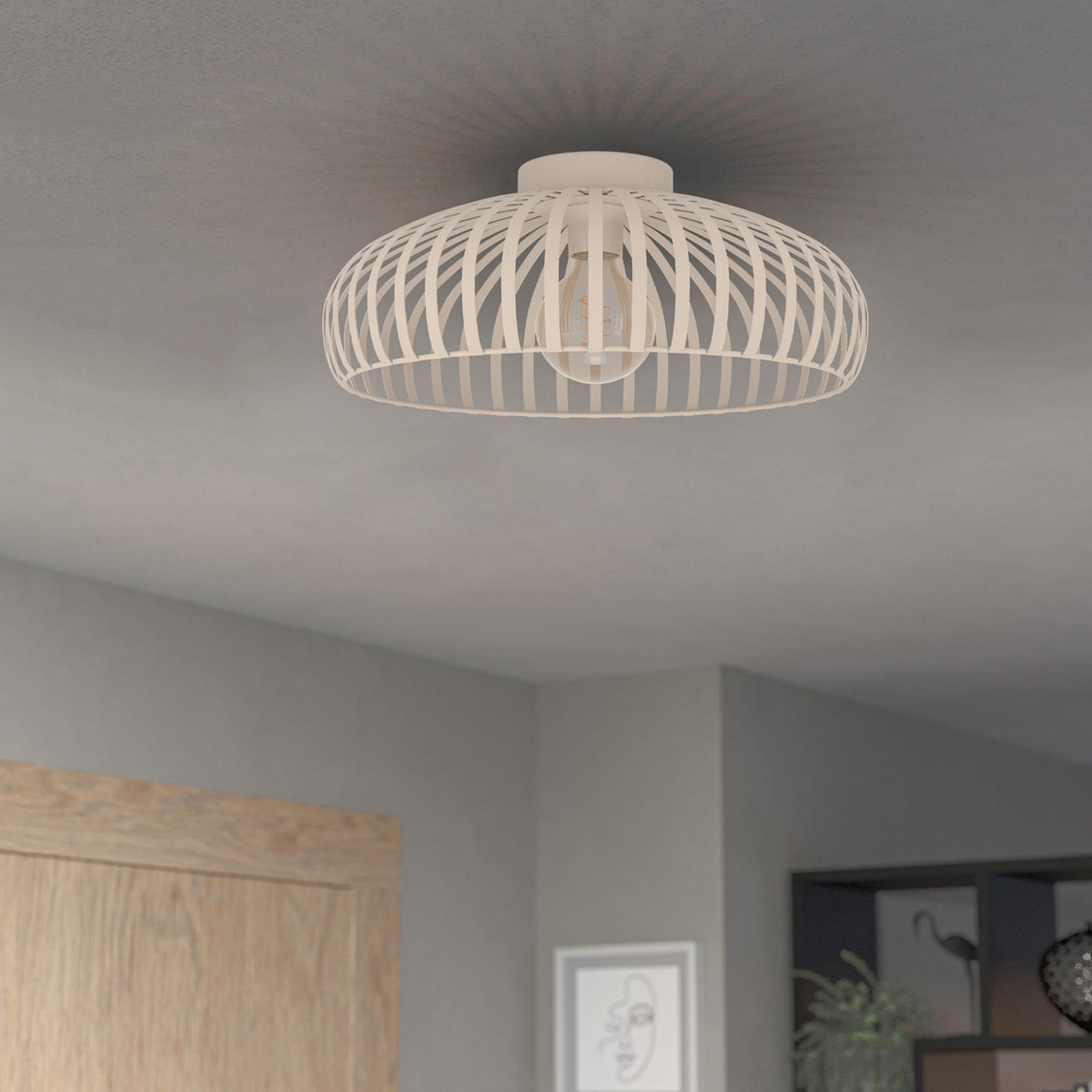 EGLO Mogano 3 Sandy Steel Caged Minimalist Ceiling Light Image 2