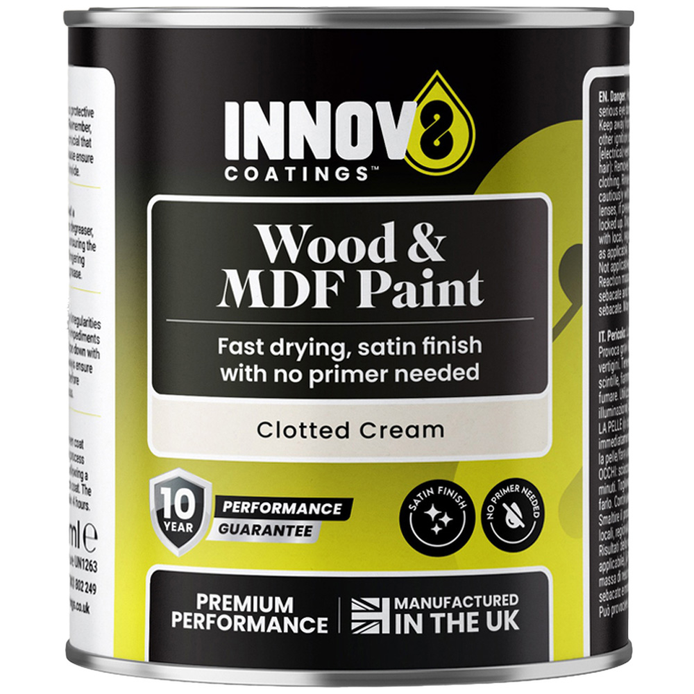 Innov8 Coatings Clotted Cream Satin Finish Wood and MDF Paint 250ml Image 2