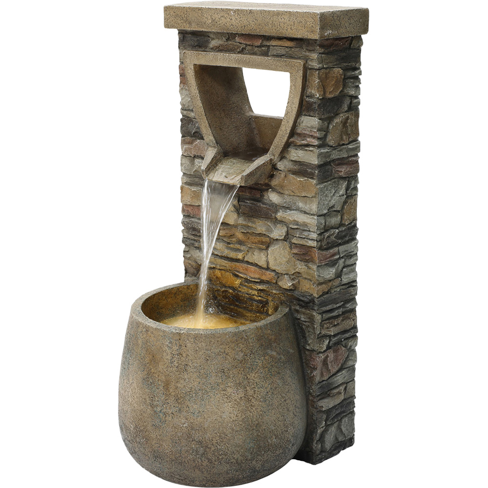 Charles Bentley Hybrid Stone Wall Effect Water Feature with LED Light Image 3