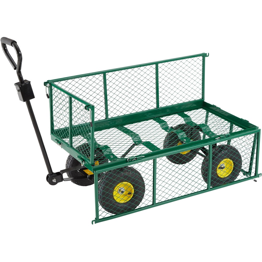 tectake Green Garden Trolley with Removable Shelf and Padded Handle 550kg Image 4