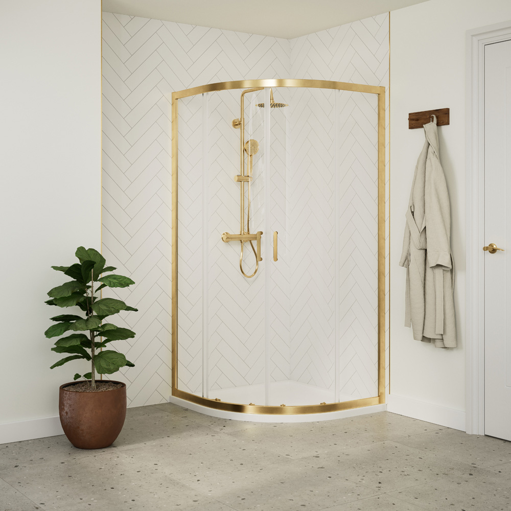 Bathstore Atlantis 2 Door Brushed Brass Quadrant Shower Enclosure 800mm Image 2