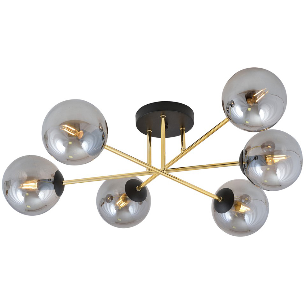 Emibig Magnum 6 Light Graphite Shade Black and Gold E14 Ceiling Light Image 3
