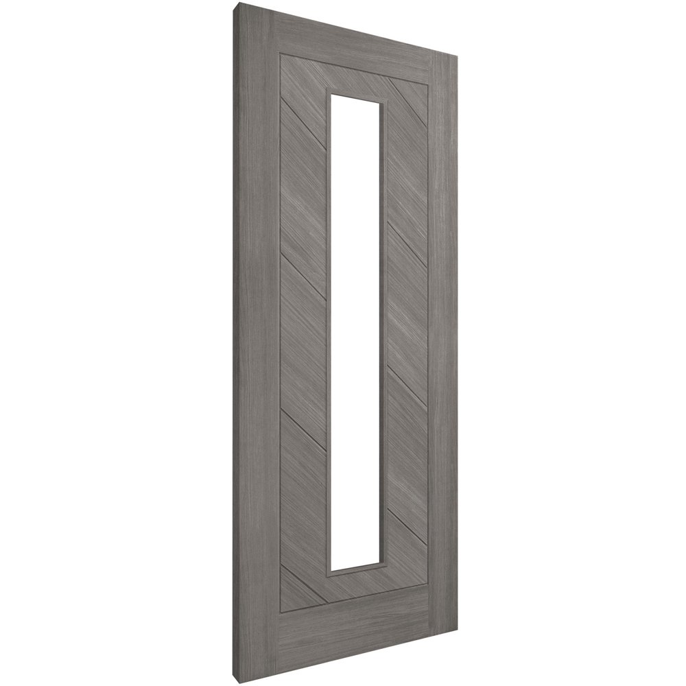 Stockholm Grey Fully Finished Laminate Clear Glass Internal Door 1981 x 838 x 35mm Image 2