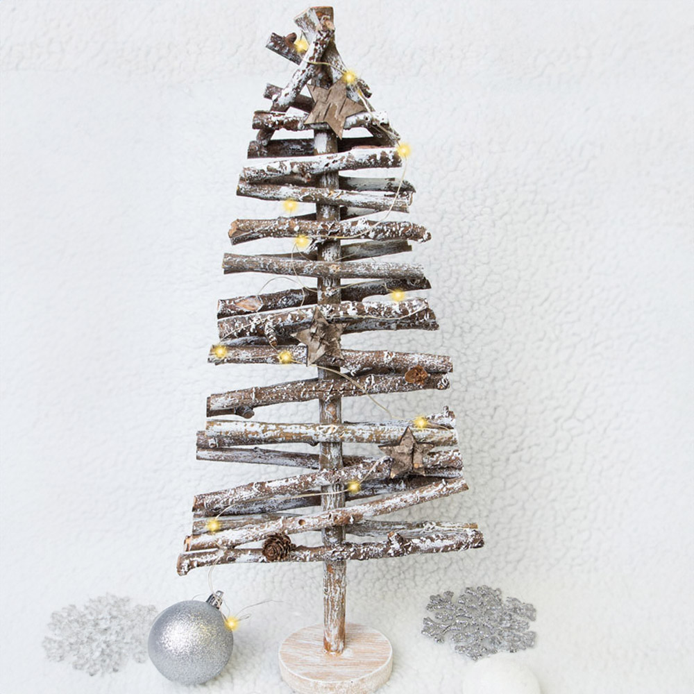 St Helens 44cm White Light Up Birch Wood Christmas Tree Image 3