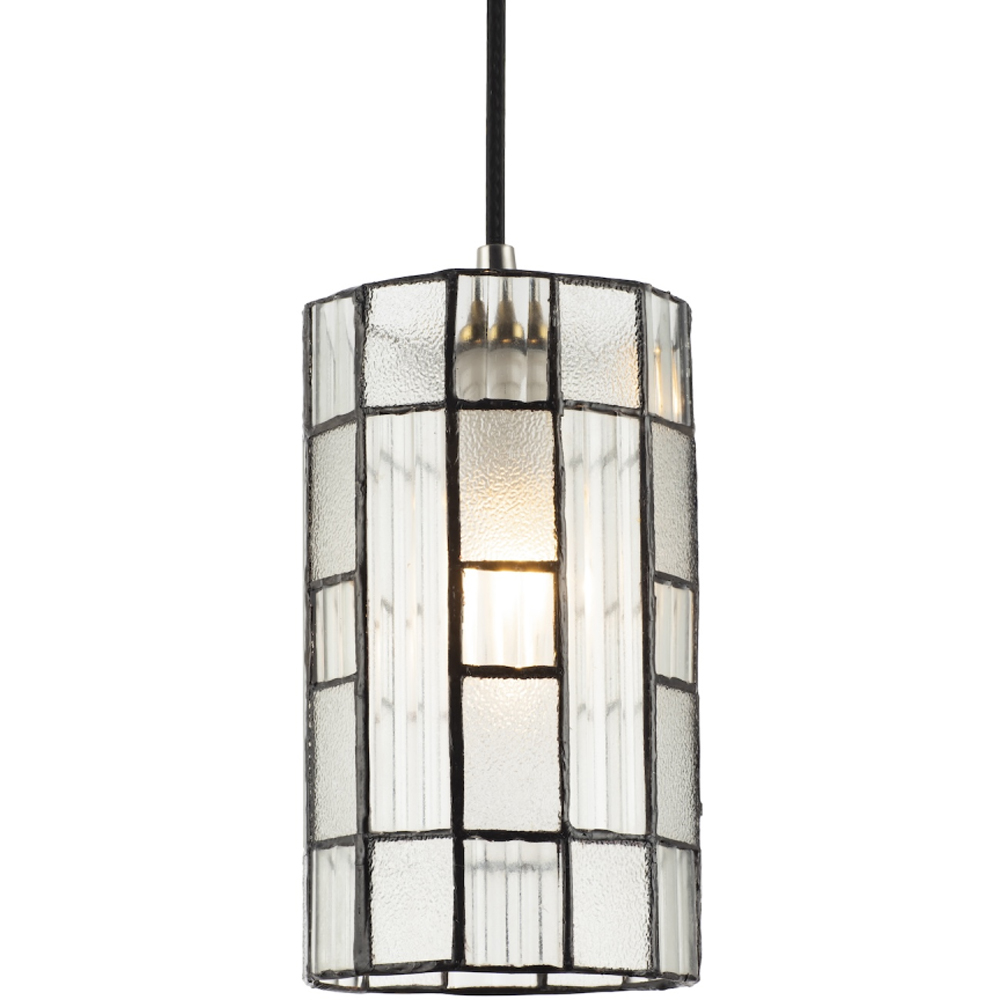 Happy Homewares Cylindrical Frosted and Ribbed Panel Tiffany Shade Image 6