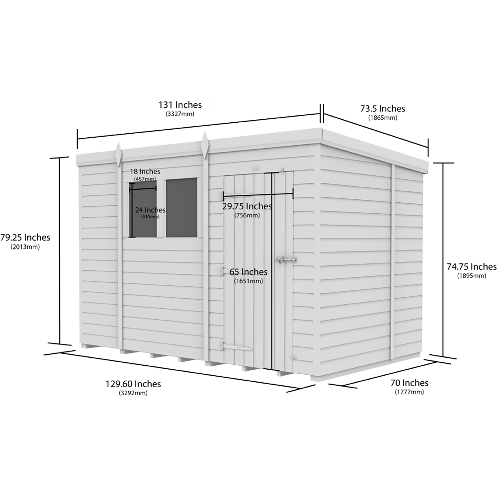 Foreverspaces 11 x 6ft Composite Board Pent Garden Shed Image 3