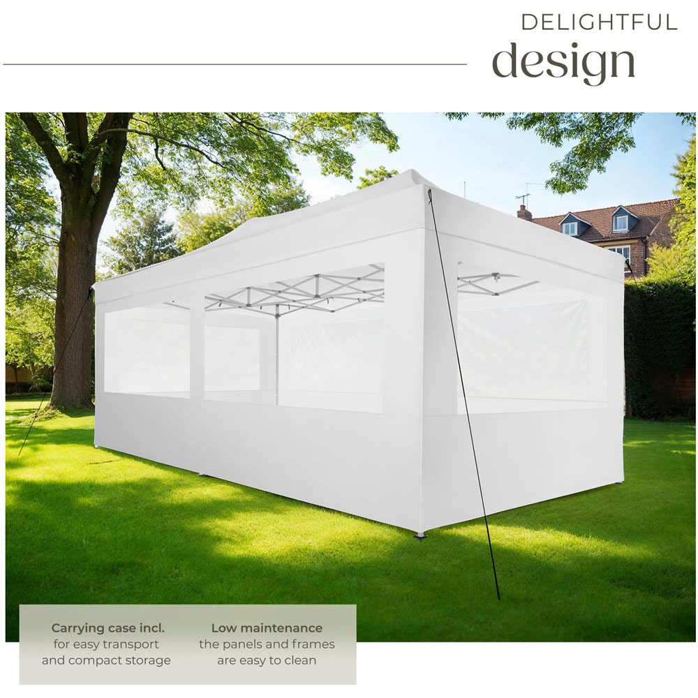 tectake Viola 6 x 3m White Scissor Frame Gazebo with 4 Side Panels Image 3