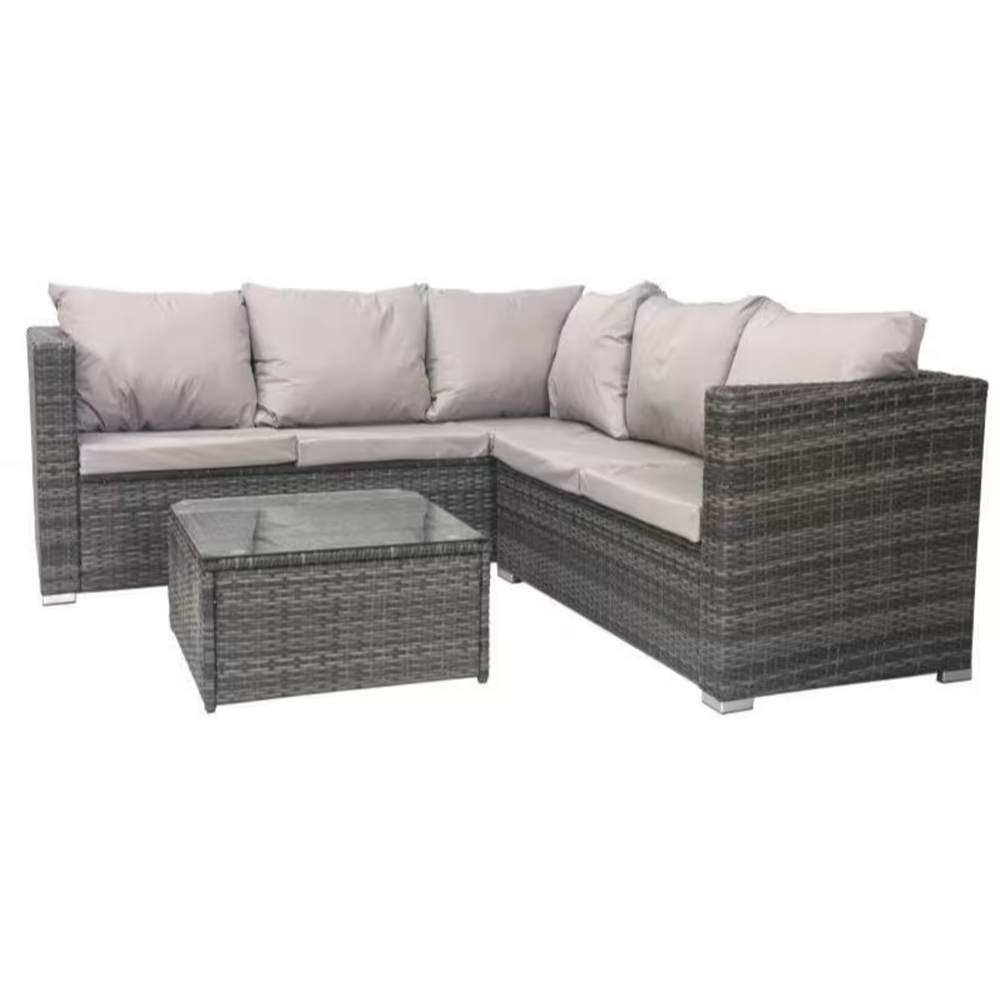 Alivio 5 Seater Grey Rattan Corner Sofa Set Image 2