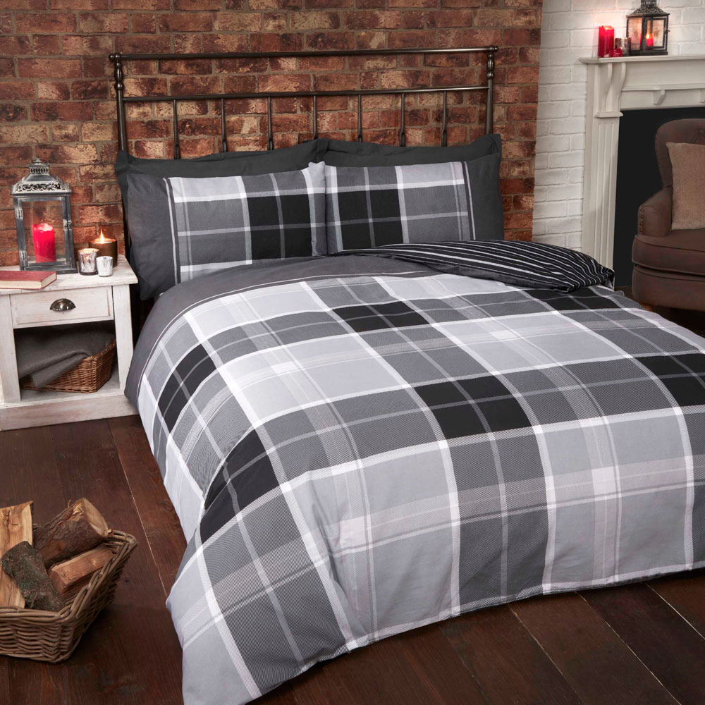 Rapport Home Argyle King Size Grey Duvet Set Image 2