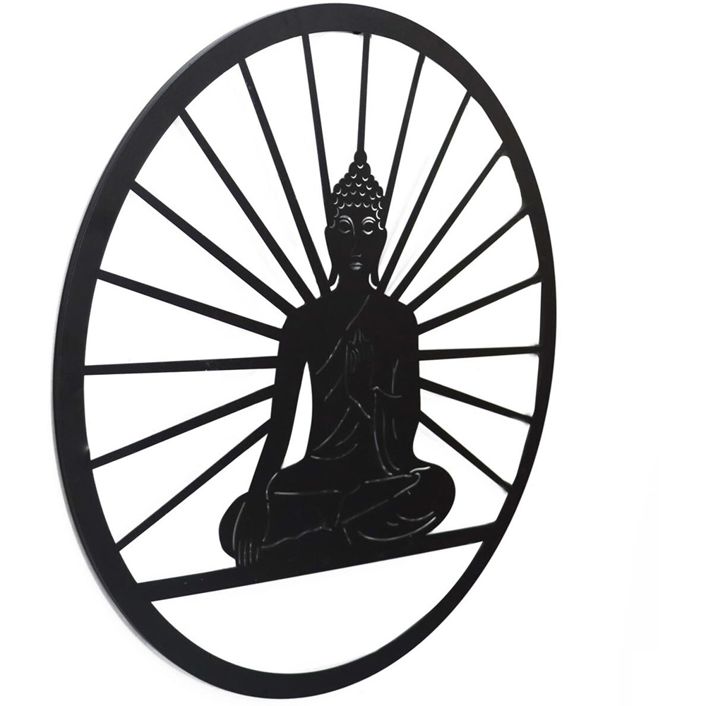 Indoor/Outdoor Peaceful Buddha Art - Black Image 3