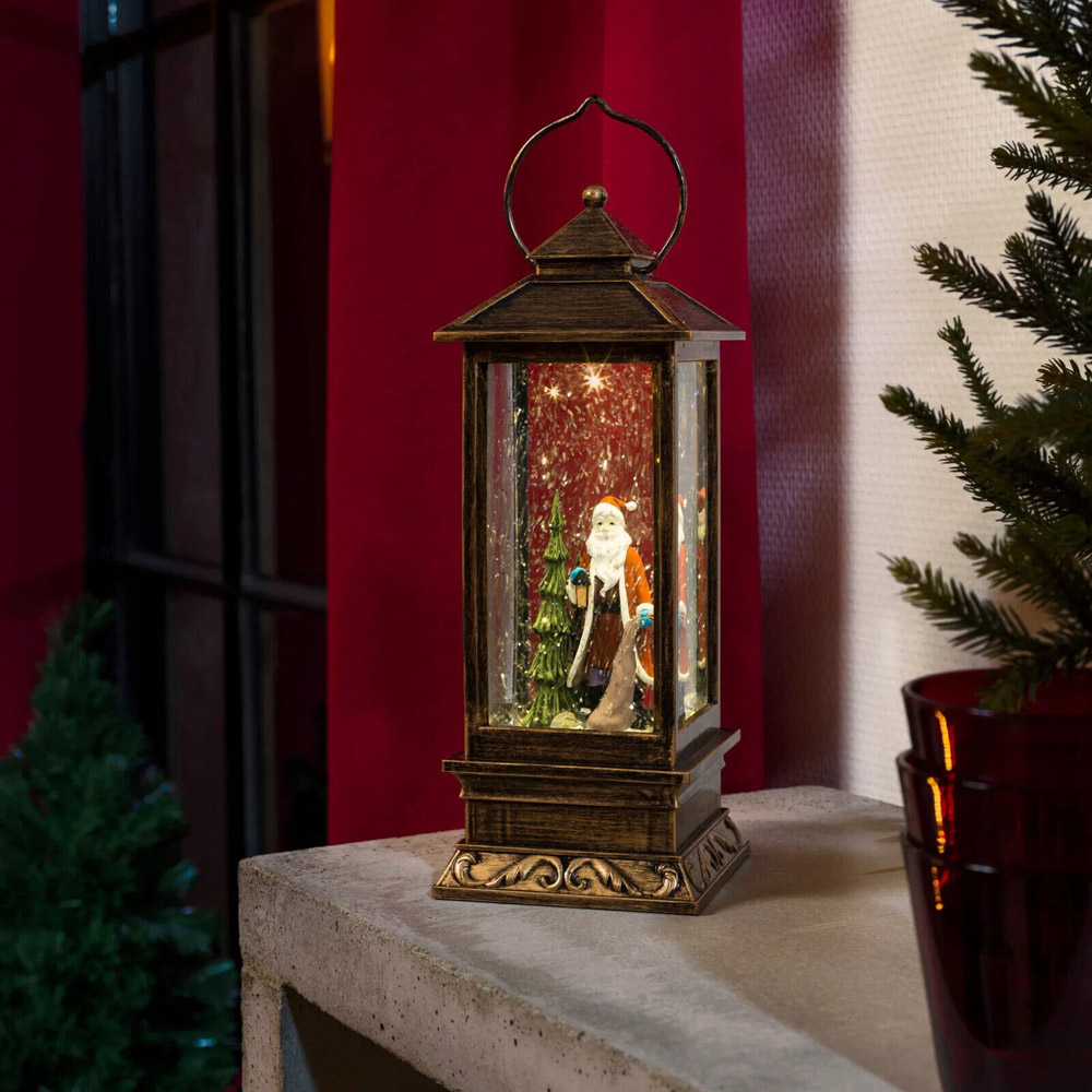 Marco Paul Warm White LED Snow Swirl Santa Lantern Image 3