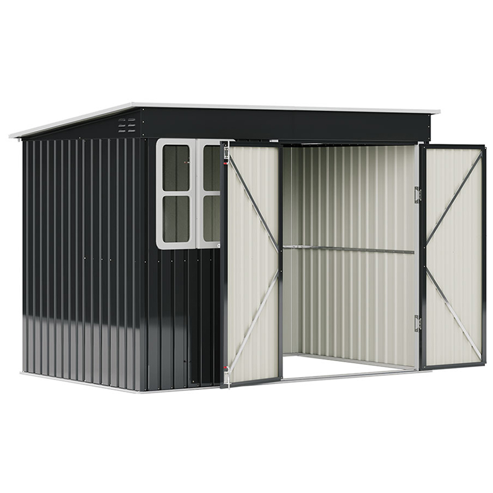 Living and Home 9 x 6ft Galvanised Metal Storage Shed with Vent Image 2