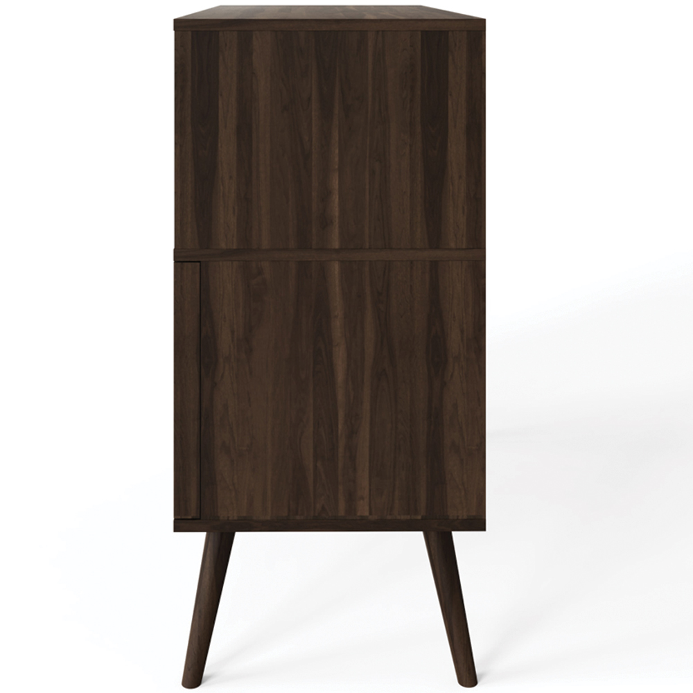 GFW Rowan 2 Door 2 Shelf Walnut Slatted Compact Sideboard Image 5
