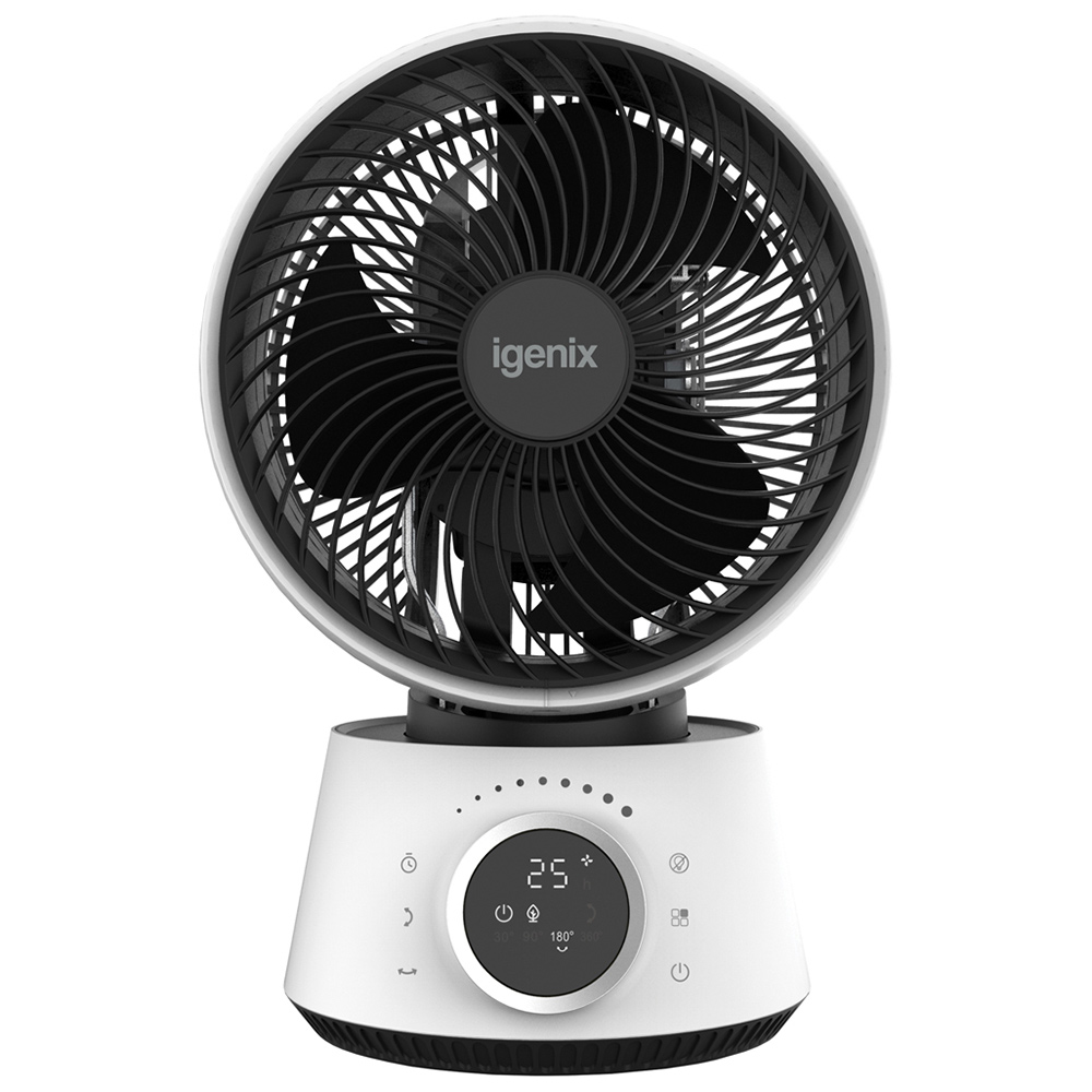 Igenix White Digital Turbo Air Circulator Desk Fan 9 inch Image 1