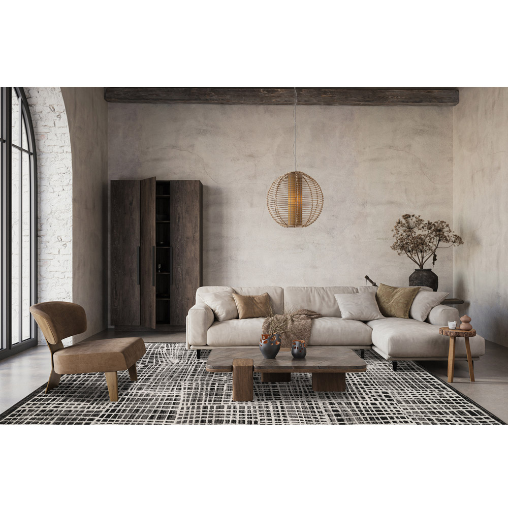 Mayfair Living Room Area Rug Metallic Sheen Contemporary Modern Mesh Design - Black 200cm x 290cm Image 5