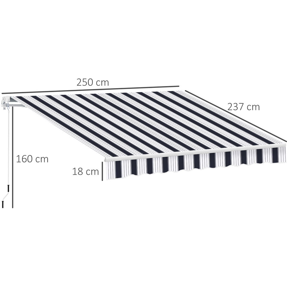 Outsunny Blue and White Retractable Awning 2.5 x 2m Image 7