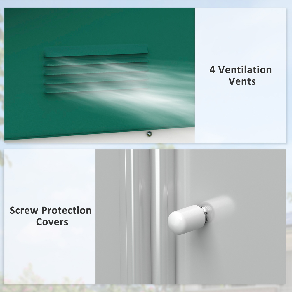 Outsunny 6.5 x 3.5ft 2 Door Green Metal Garden Storage Shed Image 6