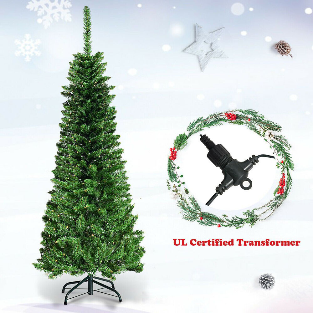 Costway Pre Lit Artificial Pencil Christmas Tree 6.5ft Image 6