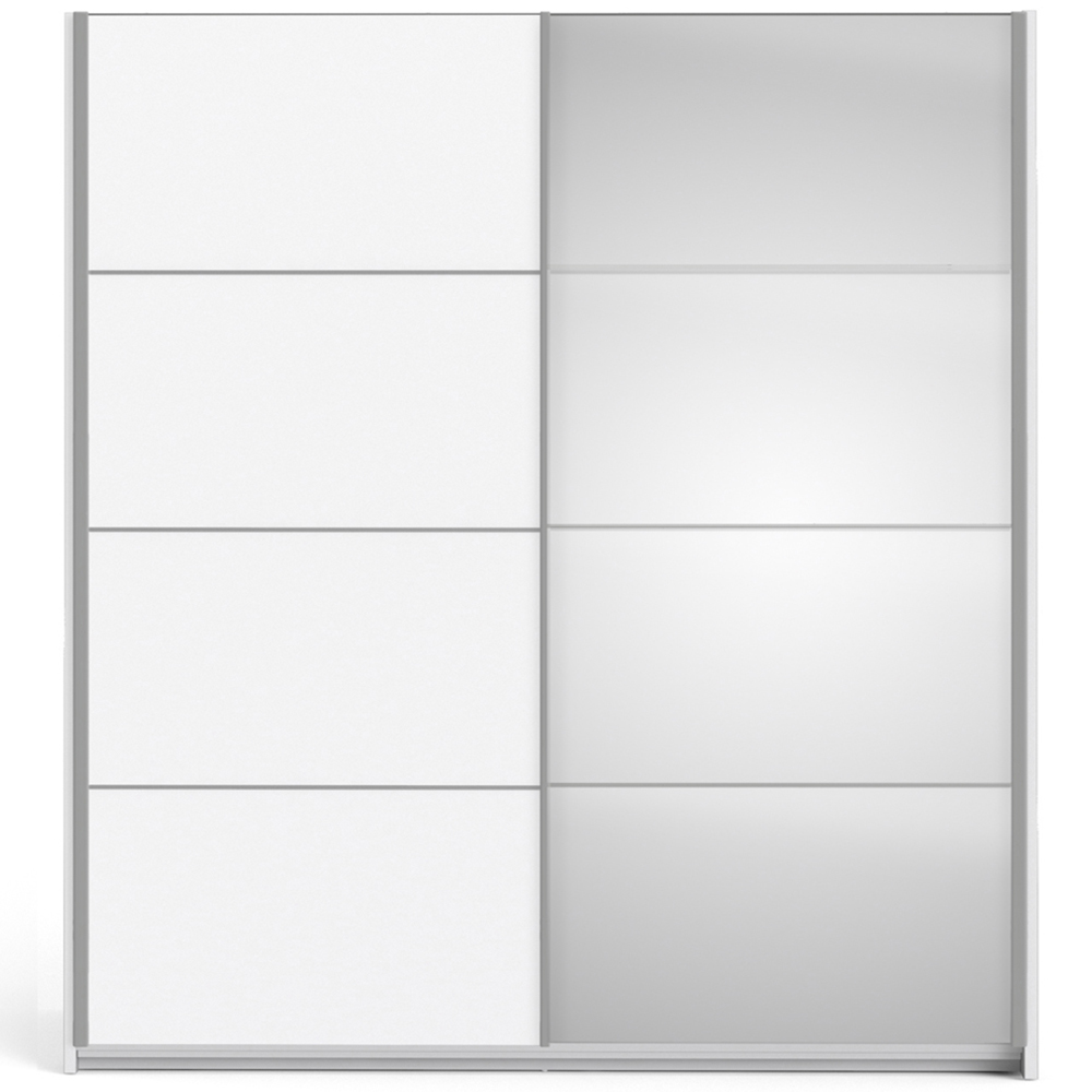 Verona 2 Door 5 Shelf White Mirrored Sliding Wardrobe Image 3