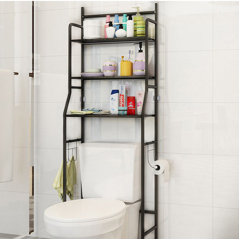 Living and Home 3-Tier Black Metal Over Toilet Bathroom Storage Rack Image 8