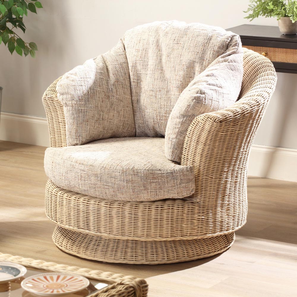 Desser Furniture Burford Natural Rattan and Farrow Swivel Tub Chair Image 6