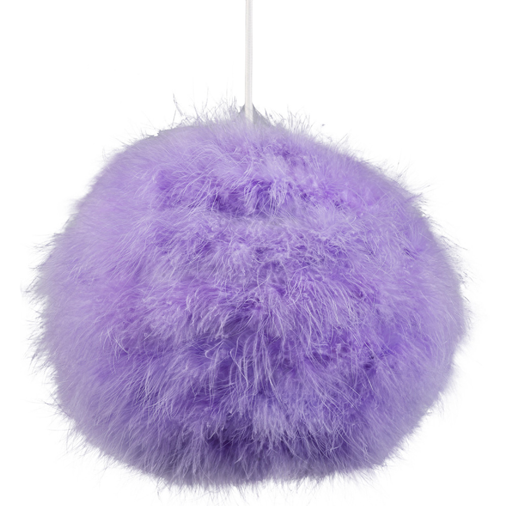 Happy Homewares Soft Lilac Feather Decorated Pendant Shade Small Image 1