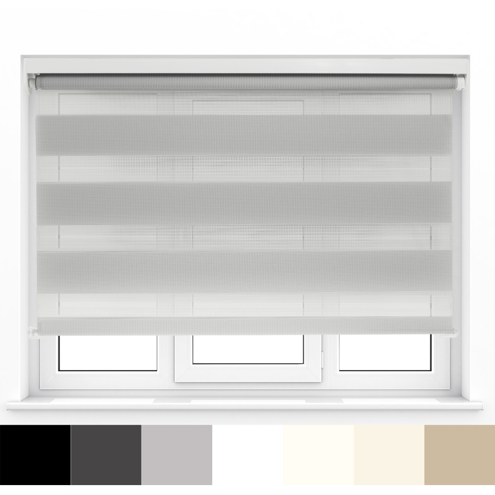 Caecus Day Night Long Drop Roller Blind Light Grey W80 x Drop 210cm Image 2