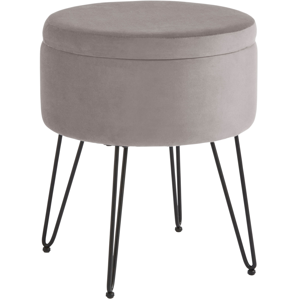 GFW Avery Grey Velvet Storage Stool Image 2