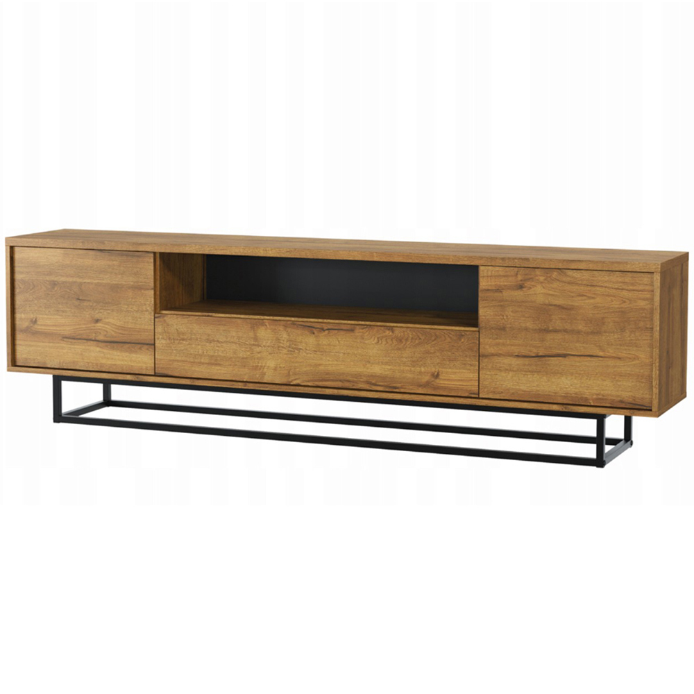 Creative Furniture Rift Loft Dark Oak 2 Door Single Drawer TV Unit Image 2