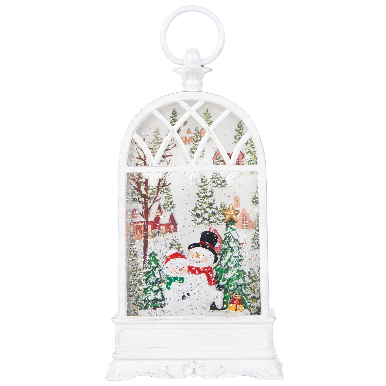 Christmas Scene Glitter Lantern Multicolour Image 2