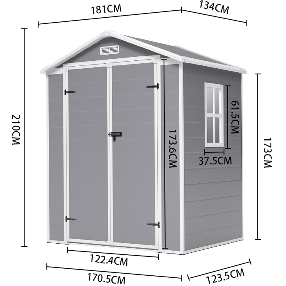 Living and Home 6 x 4.4ft Plastic Apex Garden Storage Shed Image 9