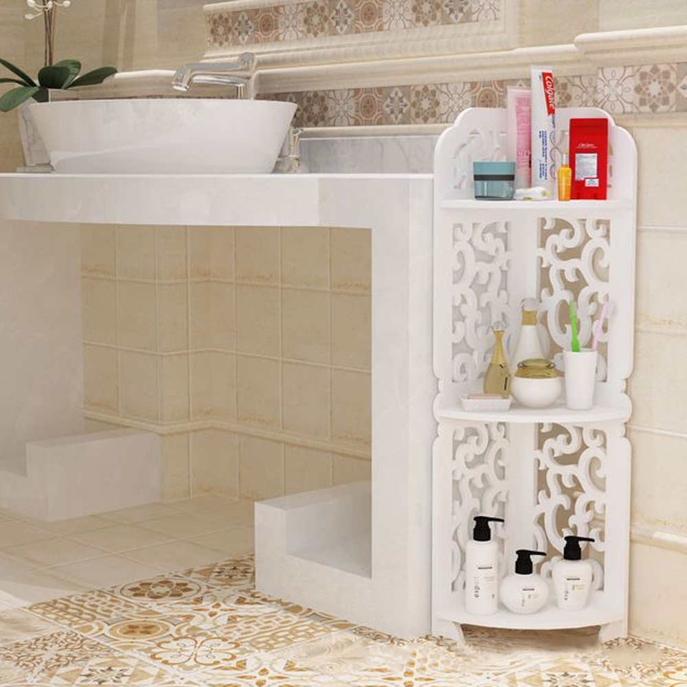 Living and Home 3-Tier White Corner Storage Rack Image 6
