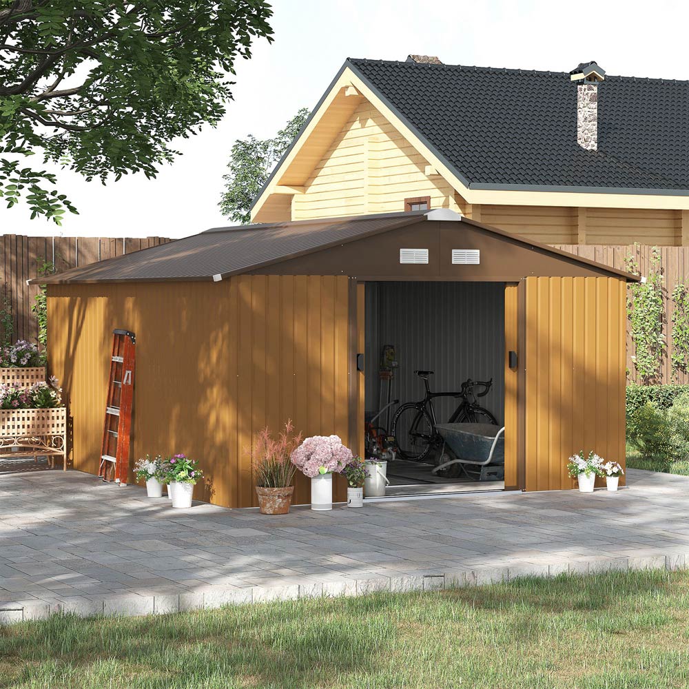 Outsunny 13x11ft Metal Storage Shed Image 2