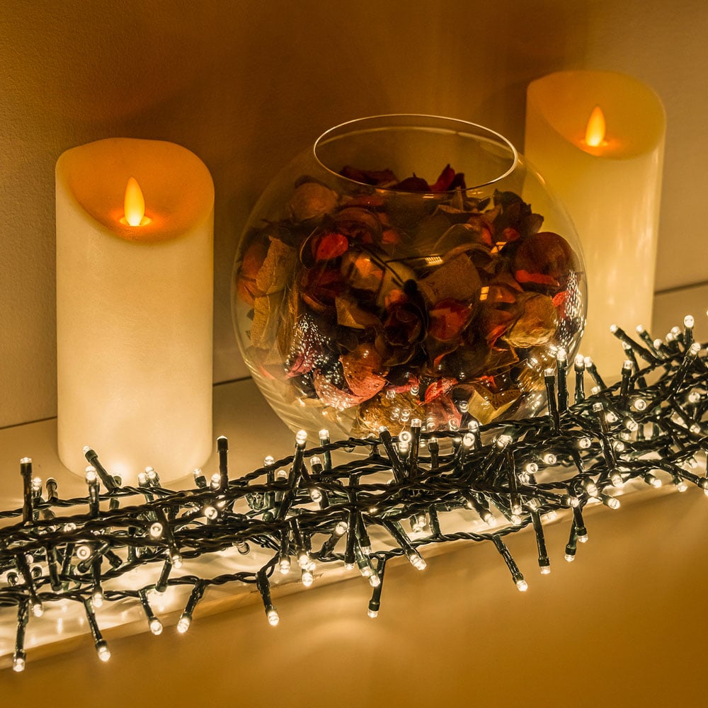 The Christmas Centre 500 Warm White LED Multifunction Green Cable Compact String Light 12.5m Image 2