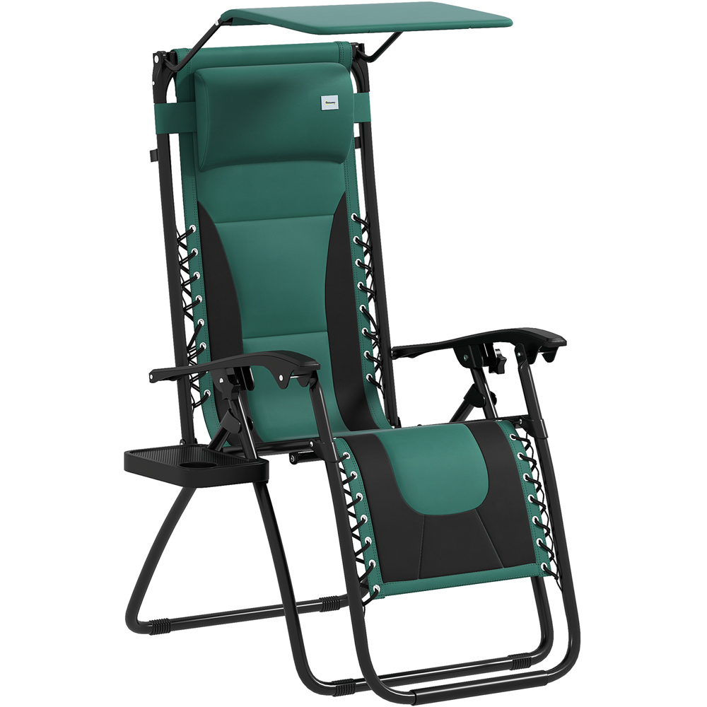 Outsunny Green Zero Gravity Folding Reclining Chair Image 2