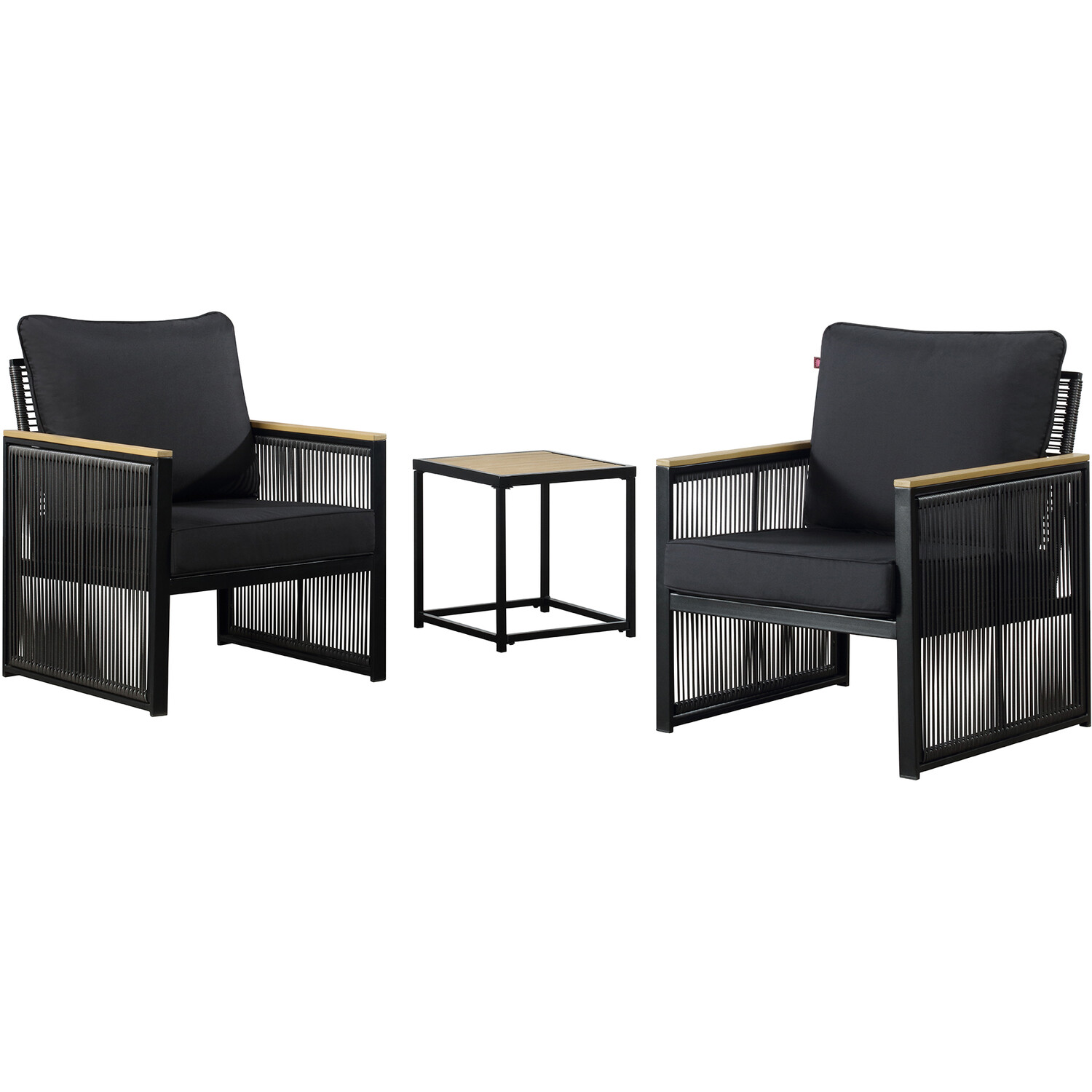 Malay Eiffel 3 Piece Rocker Bistro Set - Black Image 2