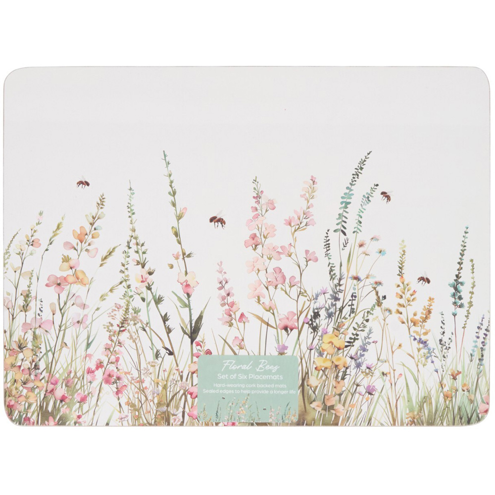 Pack of 6 Floral Bees Placemats Image 2