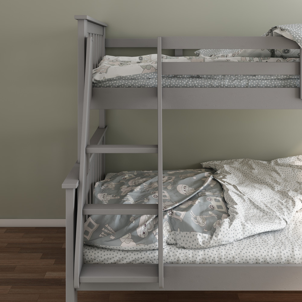 Carra Triple Sleeper Grey Bunk Bed with Memory Foam Mattresses Image 4
