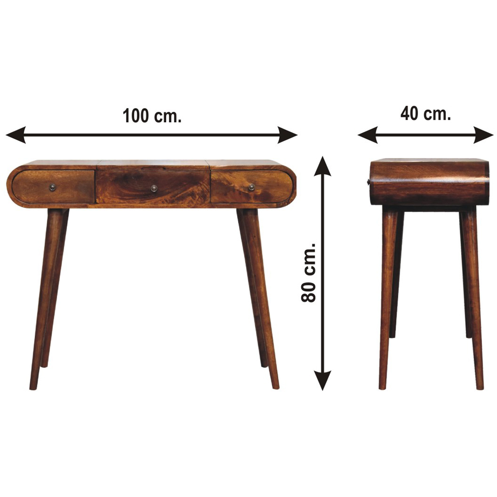 Artisan Furniture Chestnut 2 Drawer Solid Wood Dressing Table with Mirror and Nordic Legs Image 8