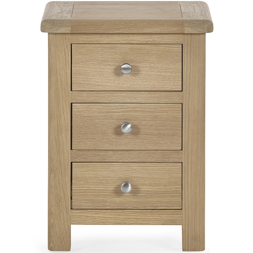 Julian Bowen Memphis 3 Drawer Limed Oak Bedside Table Image 3
