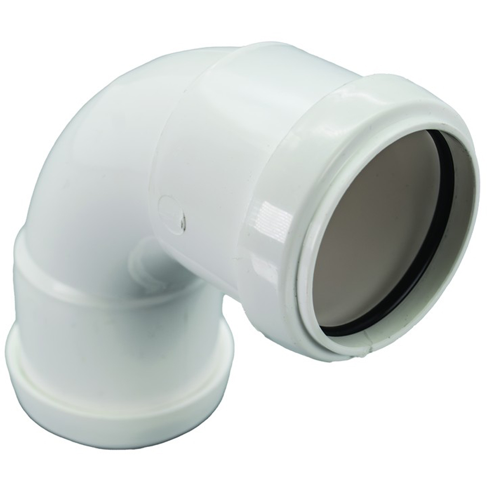 FloPlast Push Fit Waste 92.5 Degree Swept Bend White 40mm Image 3