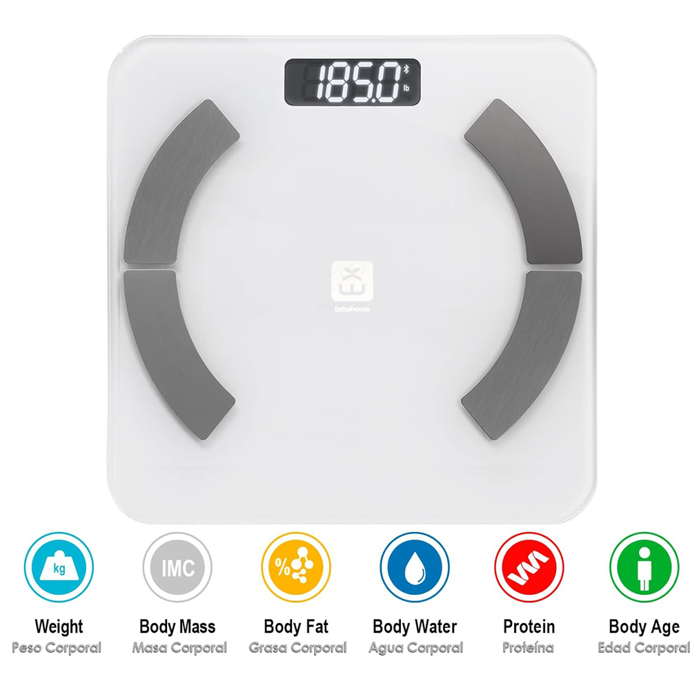 ExtraStar White Smart Digital Bathroom Weighing Scale with 17 Body Measurements Image 3