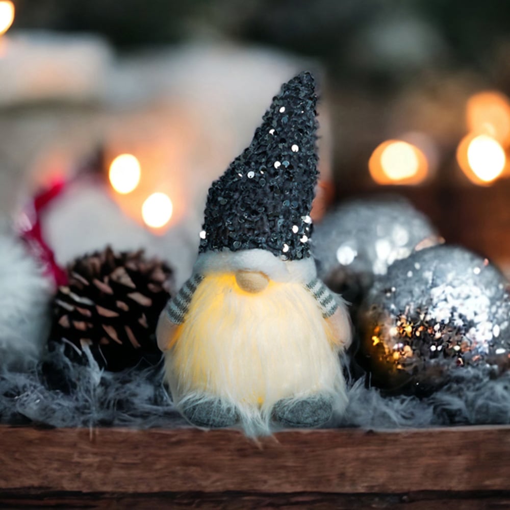 Xmas Haus Silver Sparkly Light Up Festive Gonk Decoration Image 4