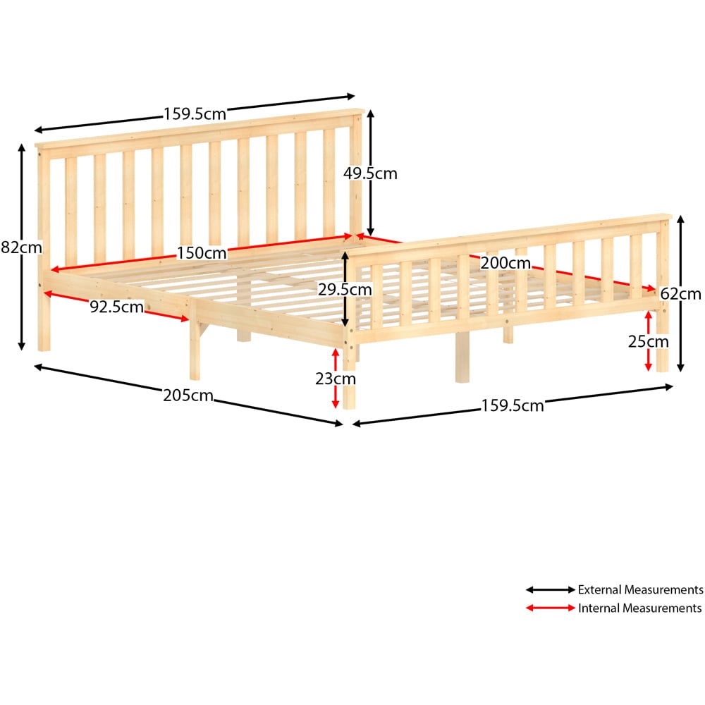Vida Designs Milan King Size Pine High Foot Wooden Bed Frame Image 8