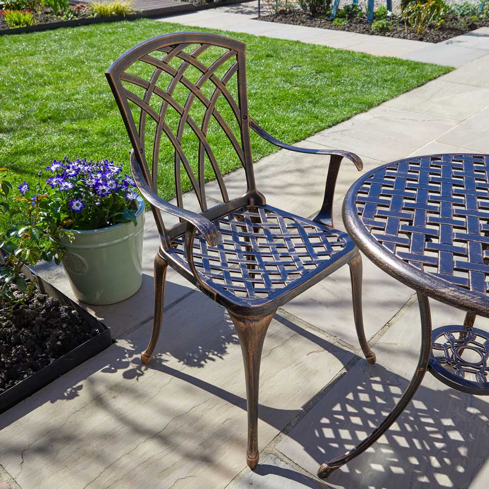 Home Source Aspen 2 Seater Brown Aluminium Lattice Patio Bistro Set Image 3