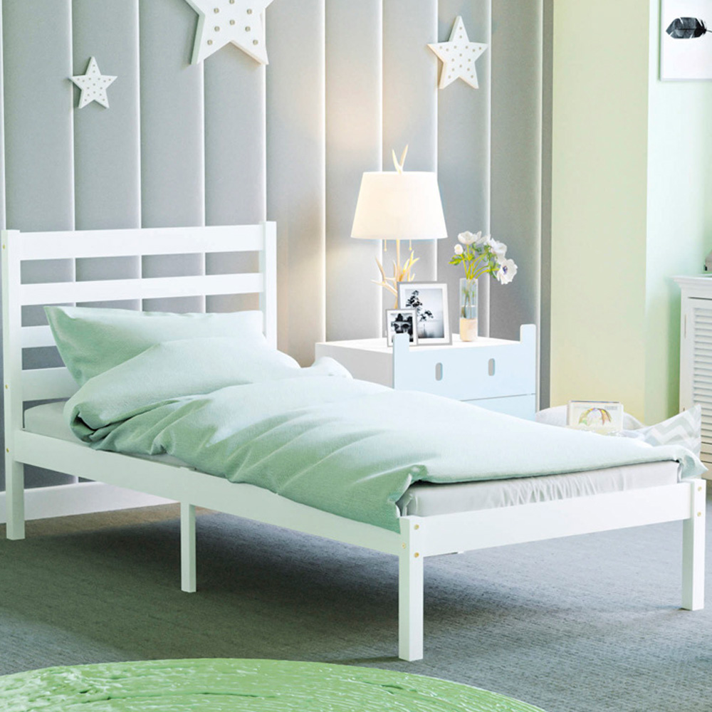 Junior Vida Libra Single White Wooden Bed Frame Image 1