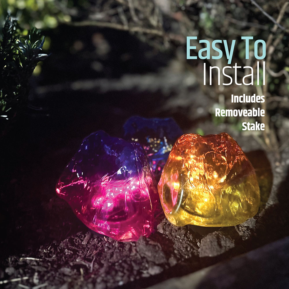 Gardenkraft Solar Rock Stone Light 3 Pack Image 5